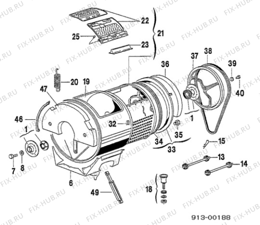 Взрыв-схема стиральной машины Zanker CLASSIC6082 - Схема узла Drum